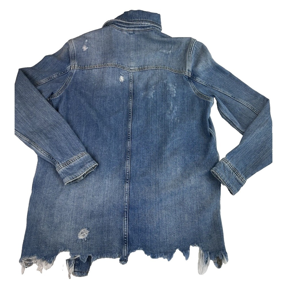 Free People Oversized Distressed Denim Raw Hem Jacket Size XS - Picture 7 of 9